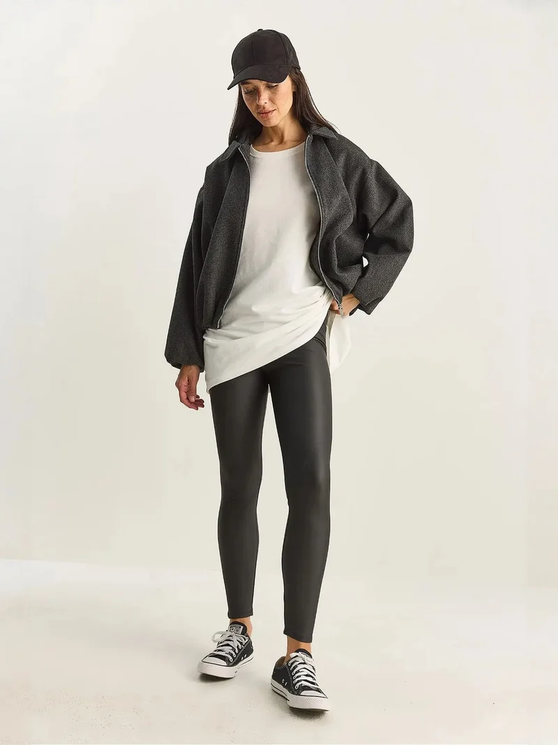 Bianco Lucci Black LUCCI Faux Leather Legging for Women | Best Price UAE