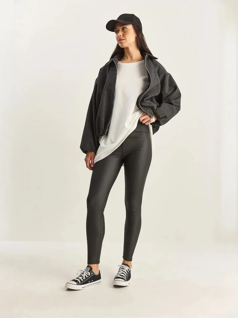Bianco Lucci Black LUCCI Faux Leather Legging for Women | Best Price UAE