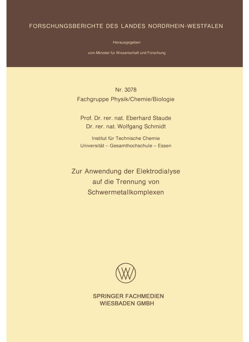 Zur Anwendung Der Elektrodialyse Auf Die Trennung Von Schwermetallkomplexen 