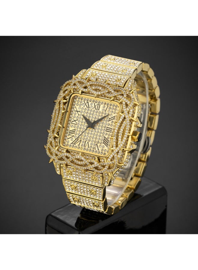 MISS FOX MISSFOX Watch: Men’s ‘Ice’ hip-hop-style quartz watch with a ‘Shock’ dial entirely set with square zirconia stones - Image 1