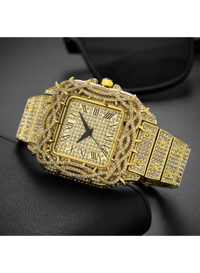 MISS FOX MISSFOX Watch: Men’s ‘Ice’ hip-hop-style quartz watch with a ‘Shock’ dial entirely set with square zirconia stones - Image 4