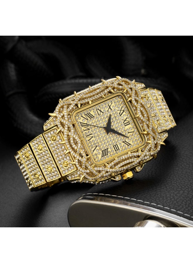 MISS FOX MISSFOX Watch: Men’s ‘Ice’ hip-hop-style quartz watch with a ‘Shock’ dial entirely set with square zirconia stones - Image 3