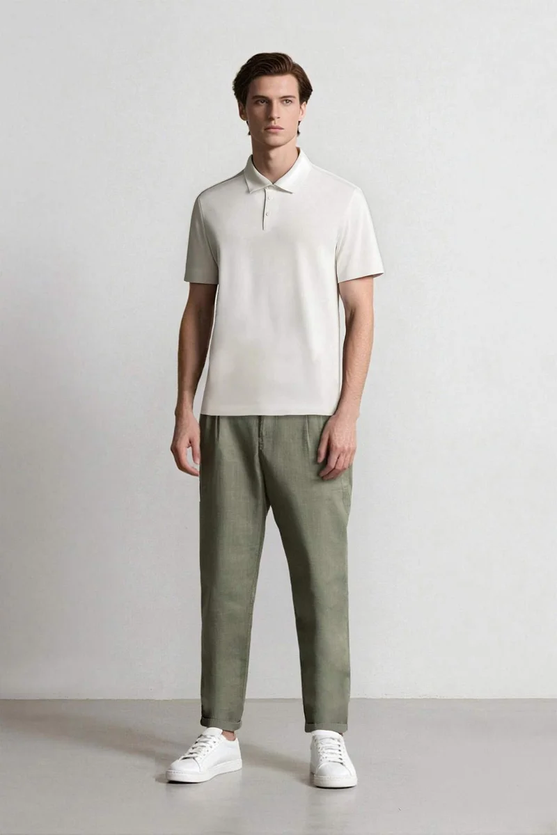 ديفاكتو 100% Linen Regular Fit Crop Trousers