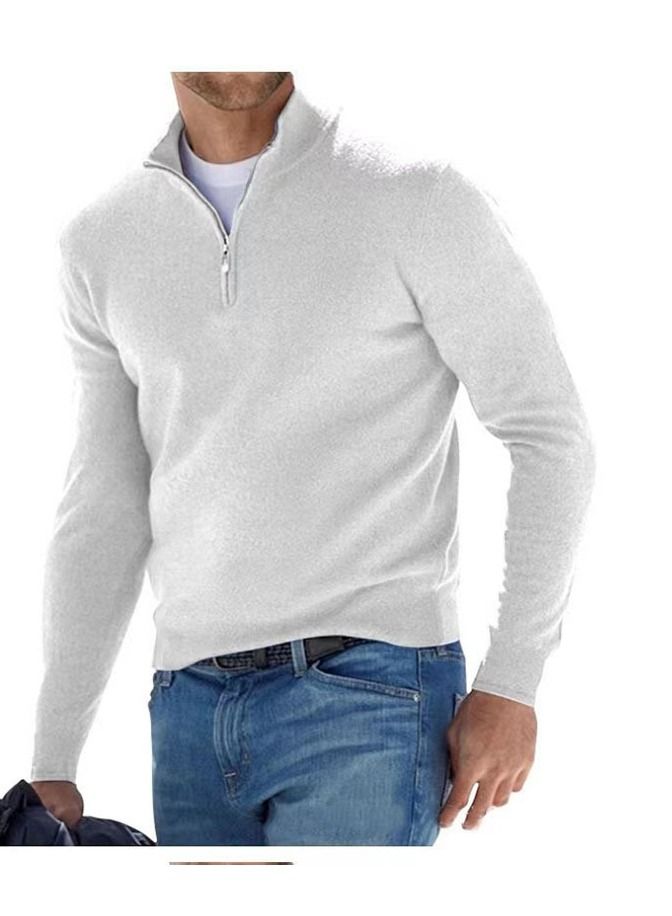 Loquat Fall Long Sleeved V-Neck  Zipper Men's Casual Sweater 