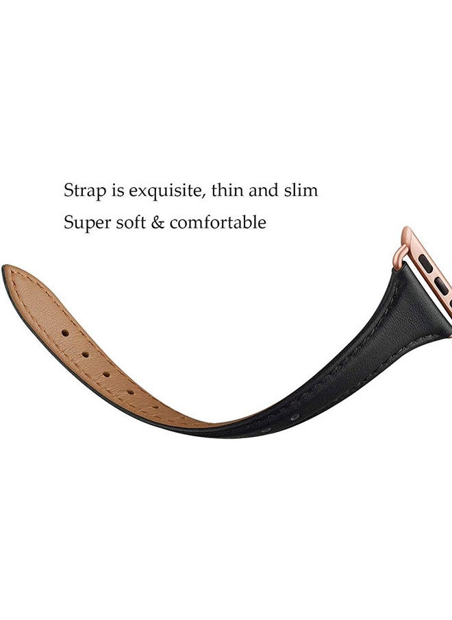 O Ozone - Slim Leather Bands For Apple Watch Series 10 9 8 7 6 5 4 SE 38/40/41/42mm Top Grain Thin Leather Wristband - Pink - Image 1