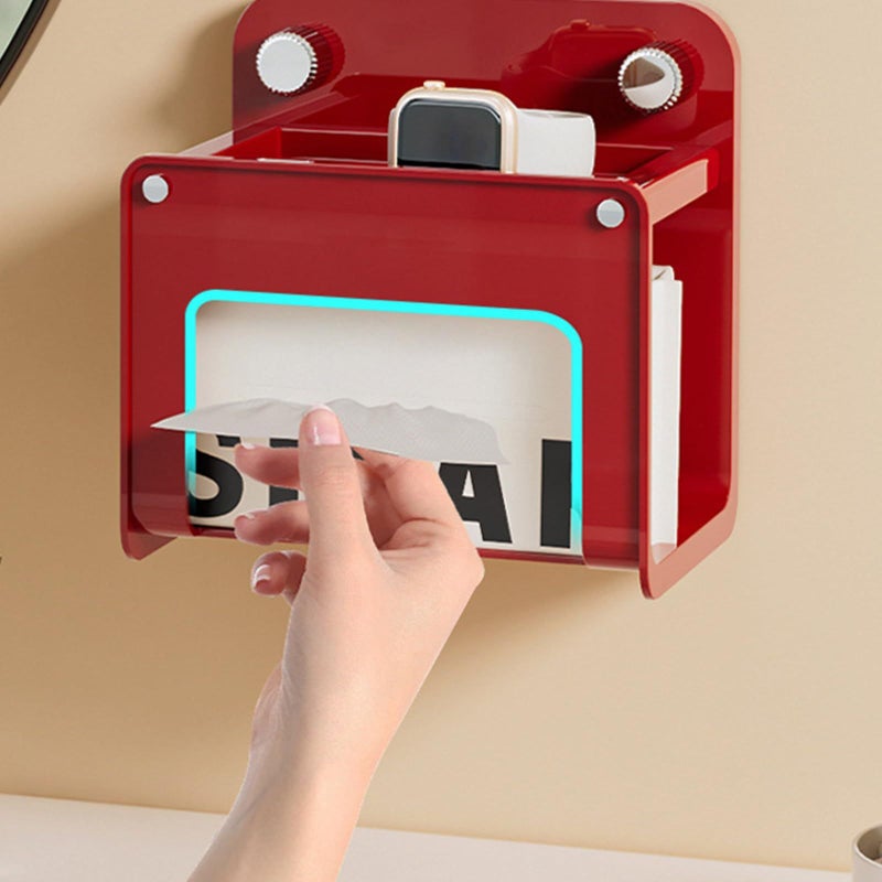 Black Modern Wall Mounted Tissue Holder With Strong Suction Cups Bathroom Shelf - Image 4