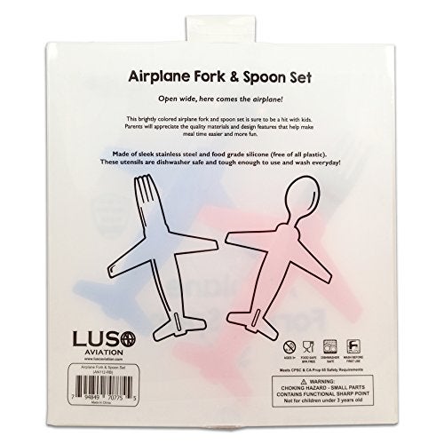 Luso Aviation Kids' Airplane Fork & Spoon Set, Stainless Steel & Silicone - Image 5