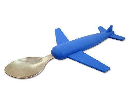 Luso Aviation Kids' Airplane Fork & Spoon Set, Stainless Steel & Silicone - Image 3