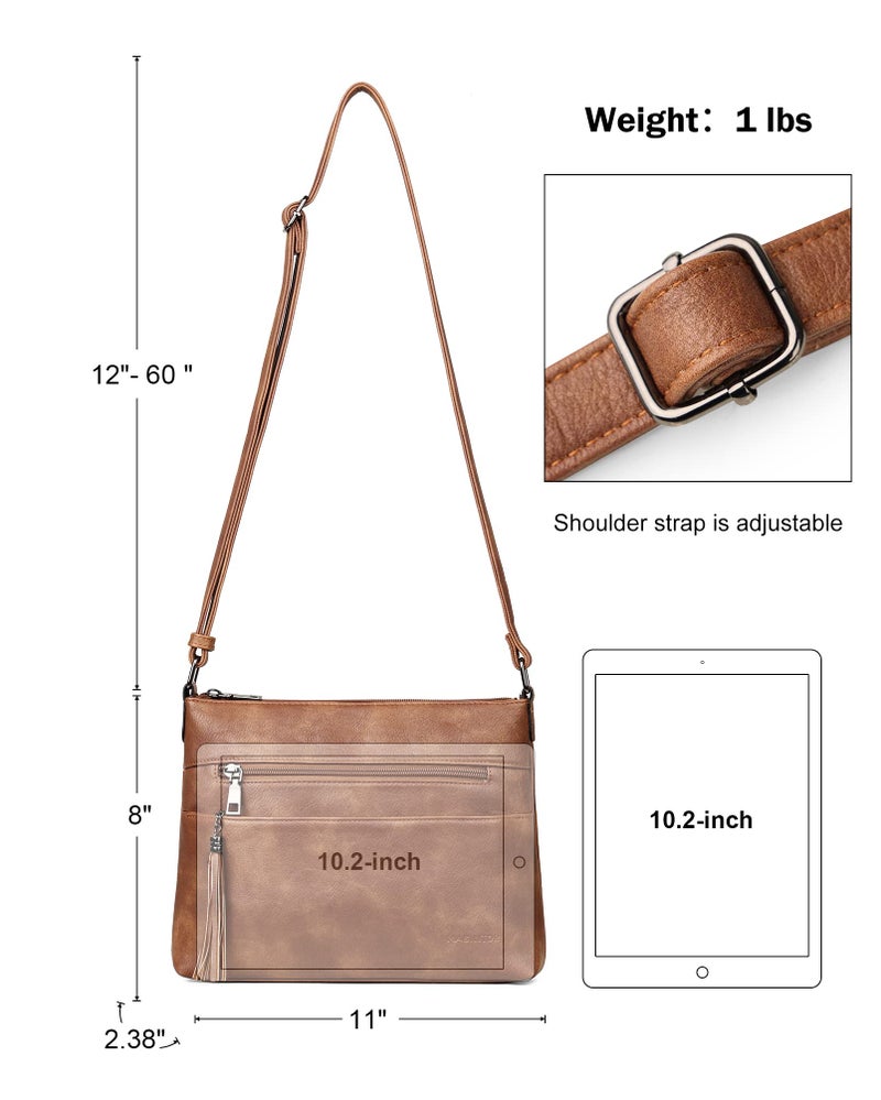 MASINTOR Crossbody Bags for Women, Lightweight Medium Crossbody Purse, Soft Leather Women's Shoulder Handbags with Tassel for Shopping or Travel - Image 4