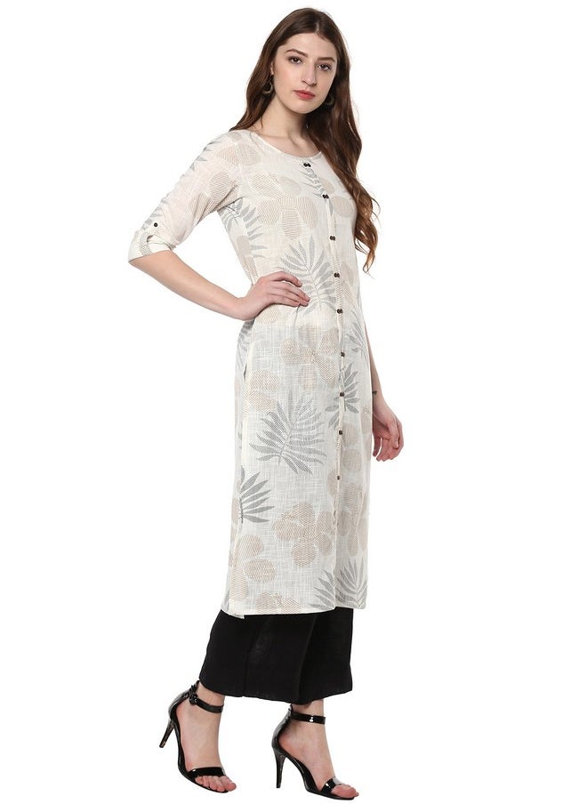 Janasya Women's Off White Cotton Foil Print Straight Kurta(JNE2171-KR-437-XL) - pzsku/Z40E1802C3C71174ABD69Z/45/_/1740118269/1ecfaf06-2e5b-4590-98a0-0c8420754aca