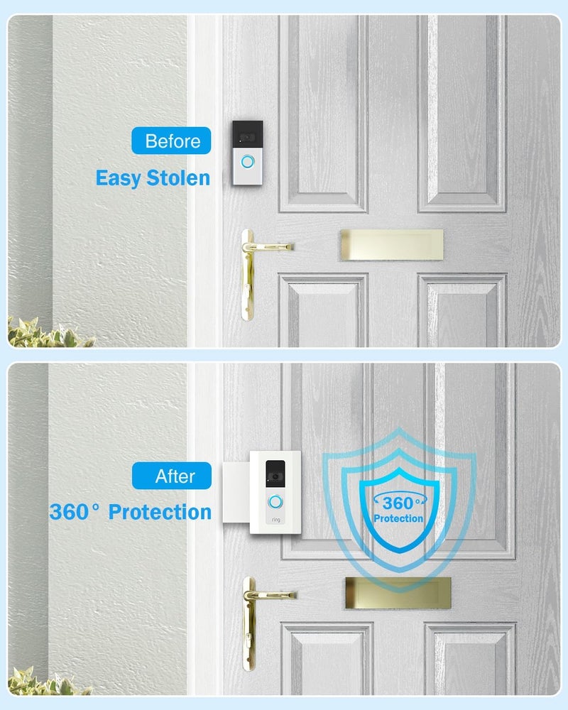 MIIGII Anti-Theft Doorbell Mount for Ring Doorbell 4/3/ 3 Plus/ 2/1, No Drill Adjustable Video Doorbell Cover Holder for Home Apartment Office Room, Waterproof Stainless Steel Aluminum Made - Image 3