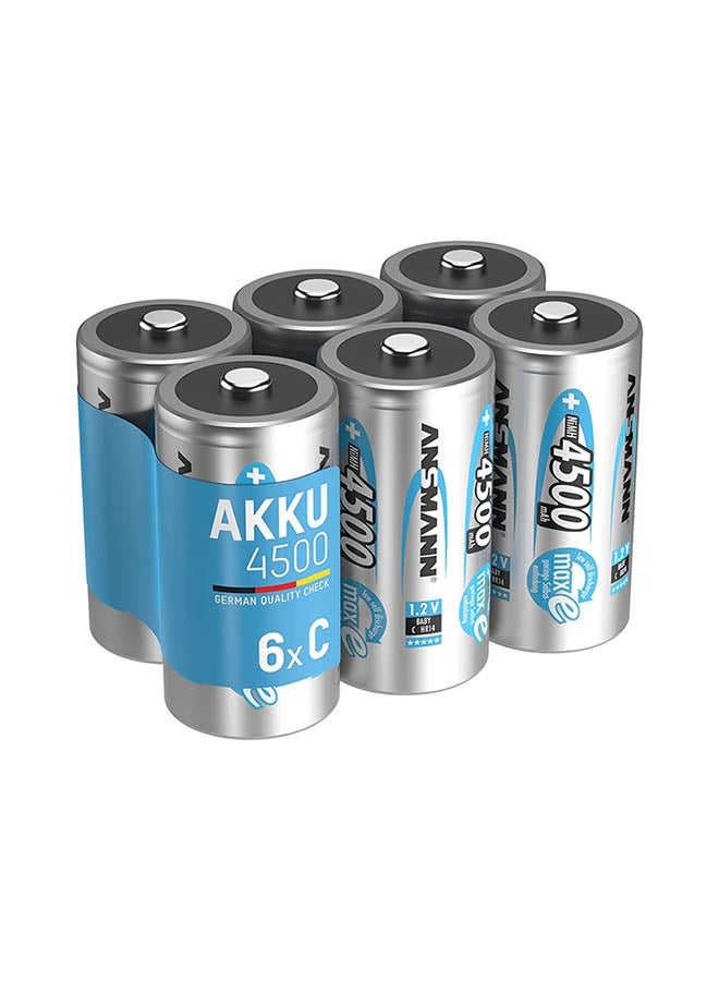 ANSMANN C Size Batteries [Pack Of 6] Long Lasting Precharged Rechargeable C Type 4500 Mah Nimh Maxe Pro Battery For Flashlights, Operating Machines, Toys, Led Torch Lights - Image 1