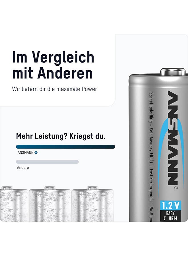 ANSMANN C Size Batteries [Pack Of 6] Long Lasting Precharged Rechargeable C Type 4500 Mah Nimh Maxe Pro Battery For Flashlights, Operating Machines, Toys, Led Torch Lights - Image 5