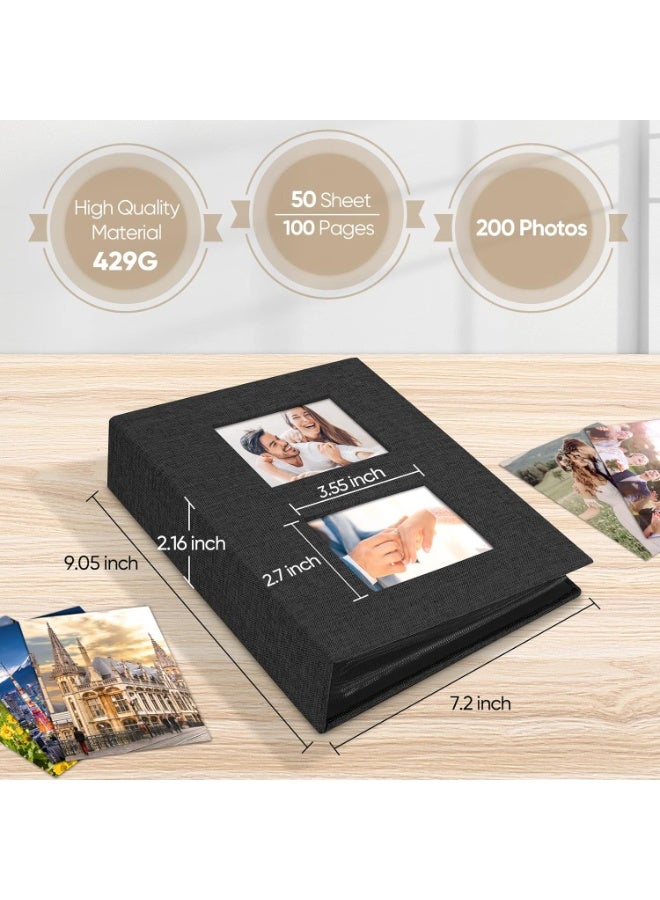 TNTAIAHL Linen Photo Album 6x4, Small Photo Album holds 200 Pockets, Picture Album Slip in for 4x6 3.5x5.5 Photos, 4x6 Photo Book Ideal for Valentine Wedding Christmas Birthday - Image 2