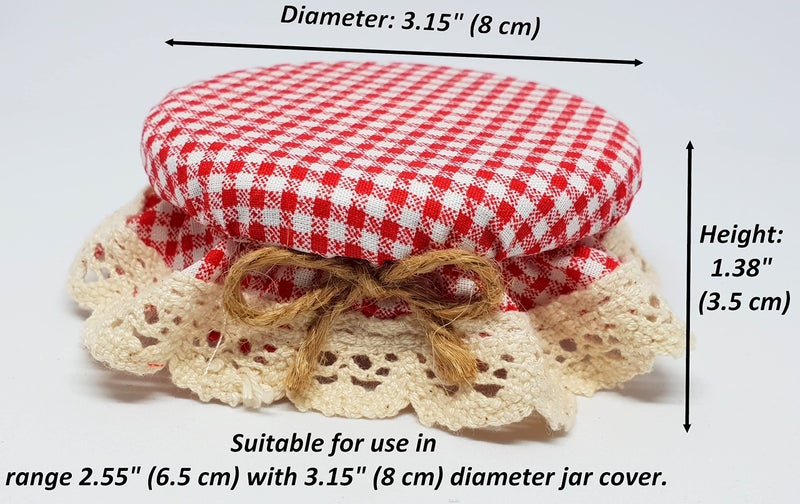 DLK - 10 Pieces Elasticated Jar Cover - 100% Cotton, Stretchy Red Gingham (Checkered) Pattern - Breathable Fermentation Lid Bowl - Reusable Elastic Cloth Covers - Image 2