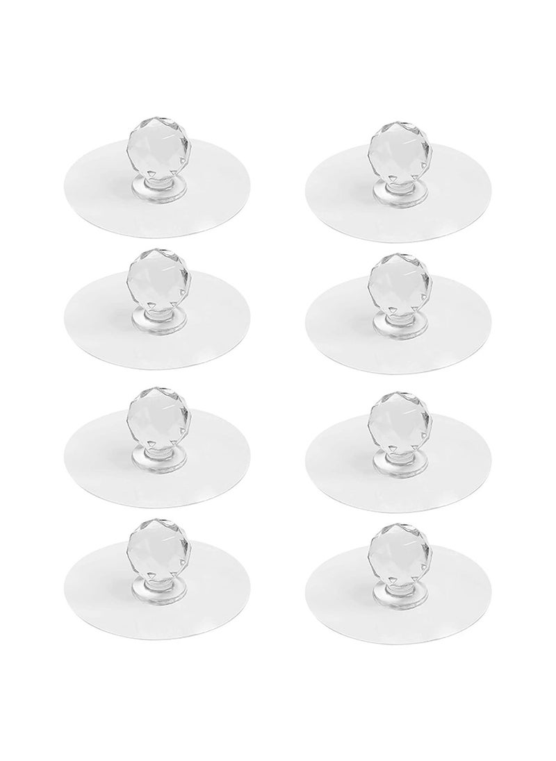 Clear Cabinet Drawer Knobs, Diamond Crystal Shaped Pulls Handles Acrylic Self Adhesive Door Drawer Knobs for Wardrobe Kitchen Cupboard Bathroom  8 Pcs
