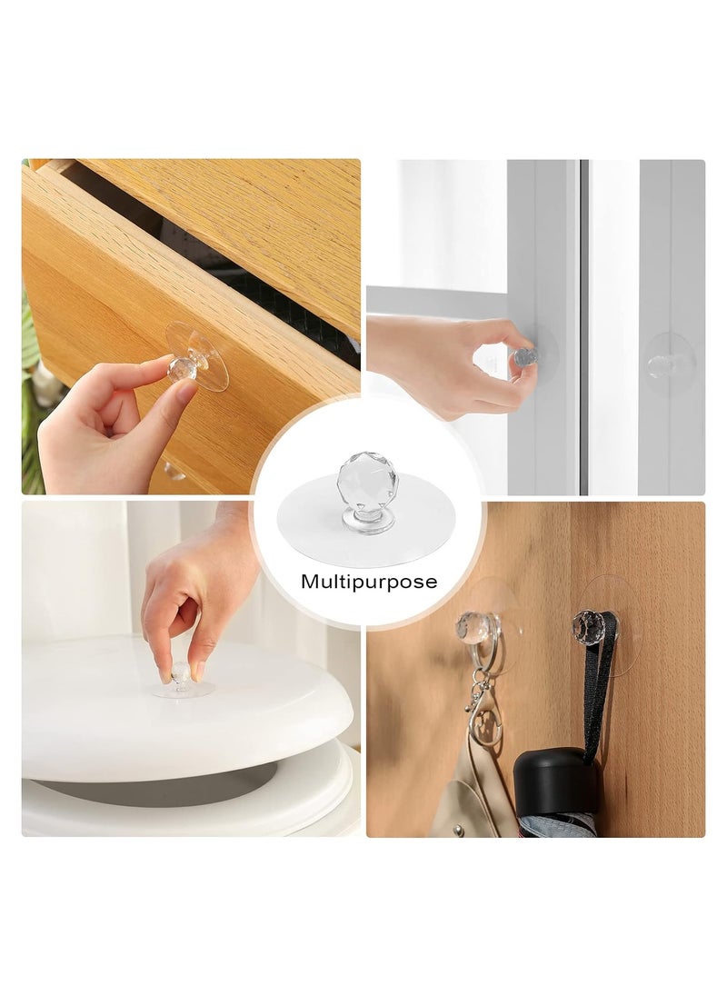 Clear Cabinet Drawer Knobs, Diamond Crystal Shaped Pulls Handles Acrylic Self Adhesive Door Drawer Knobs for Wardrobe Kitchen Cupboard Bathroom  8 Pcs