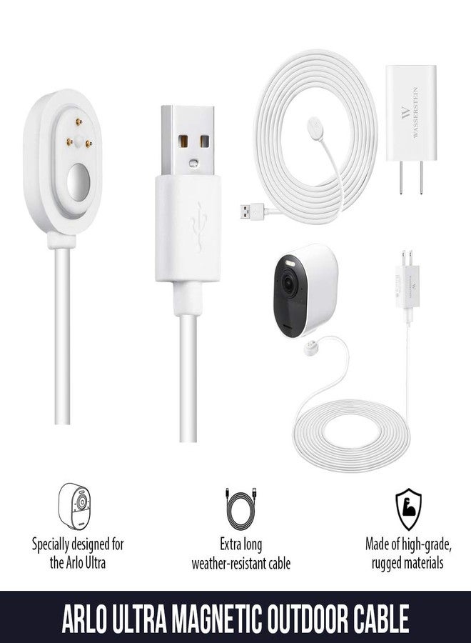Wasserstein 6ft/1.8m Weatherproof Outdoor Charging Cable with Quick Charge Adapter Compatible with Arlo Ultra/Ultra 2/Pro 3/Pro 4 (White) (NOT Compatible with Arlo Essential Spotlight) - Image 2