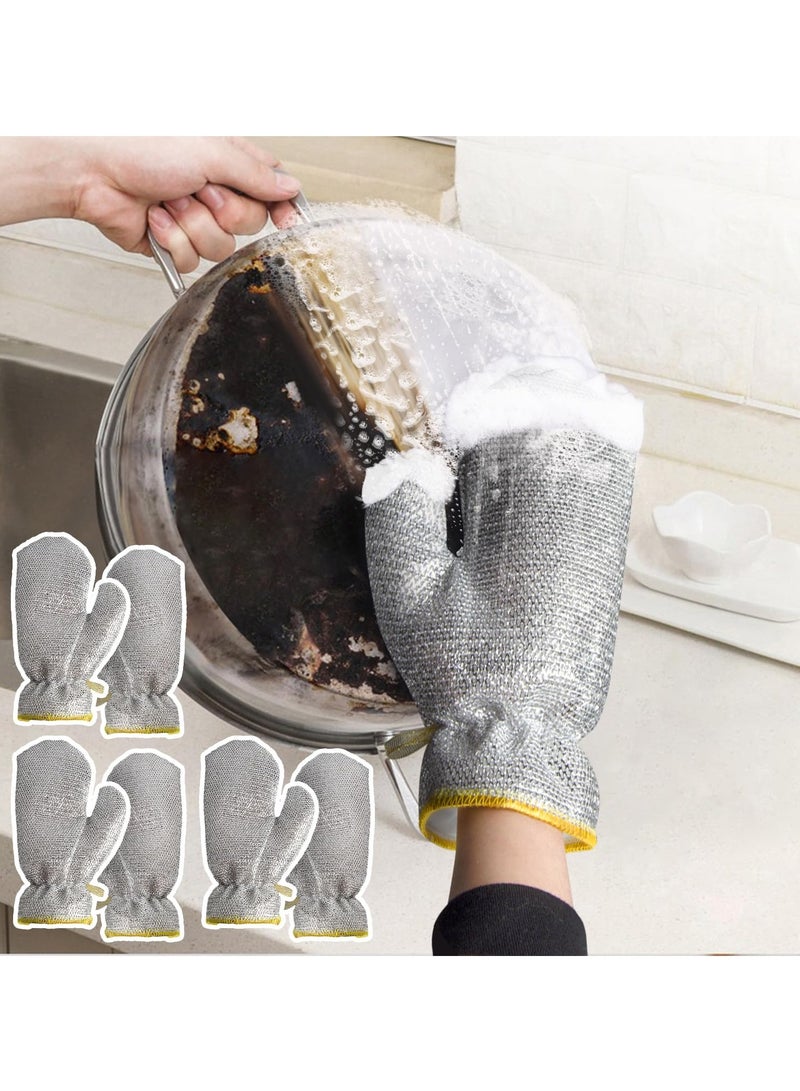 Luckam 3 Pairs of Versatile Dishwashing Gloves with Miracle Cleaning Cloth Design, Non-Scratch Steel Wire for Effortless Kitchen Cleaning, Reusable for Dishes, Pots, and More - Image 1