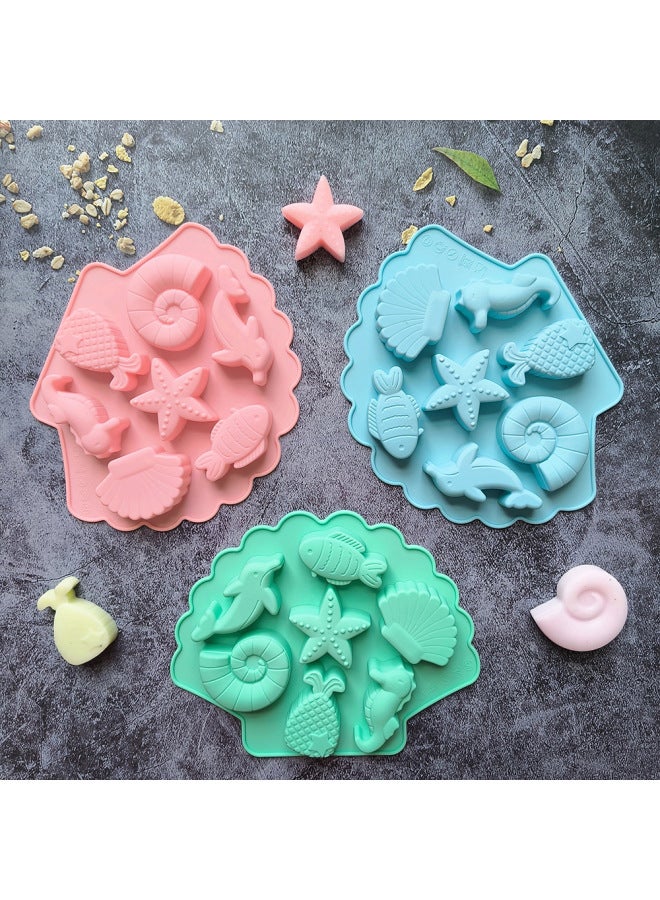 7 Even Marine Life 761 Silicone Mold DIY Ice Cube Homemade Chocolate Soft Candy Cake Baking Cookie Mold-Color:Nordic Blue  - Image 5