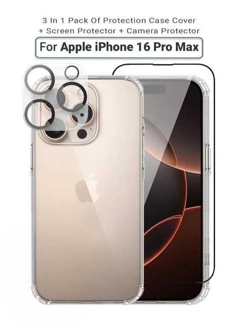 iPhone 16 Pro Max Case Clear Cover Anti-Yellowing Cases with Screen Protector and Camera Lens Protector, Full Coverage Set for Apple iPhone 16 Pro Max 6.9 inch