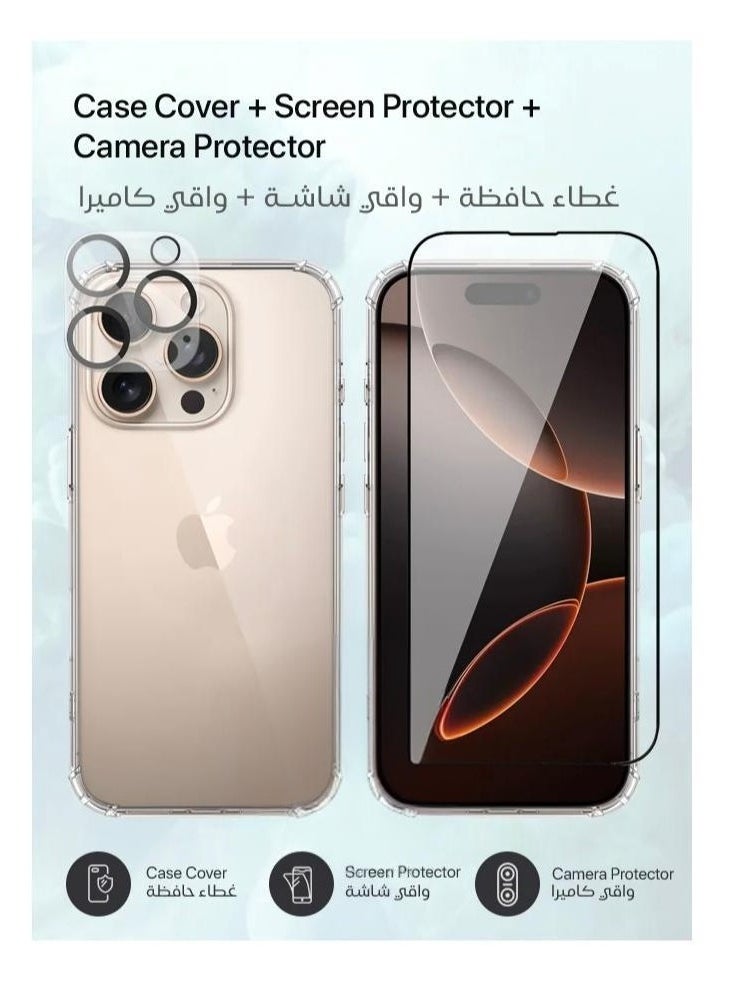 iPhone 16 Pro Max Case Clear Cover Anti-Yellowing Cases with Screen Protector and Camera Lens Protector, Full Coverage Set for Apple iPhone 16 Pro Max 6.9 inch
