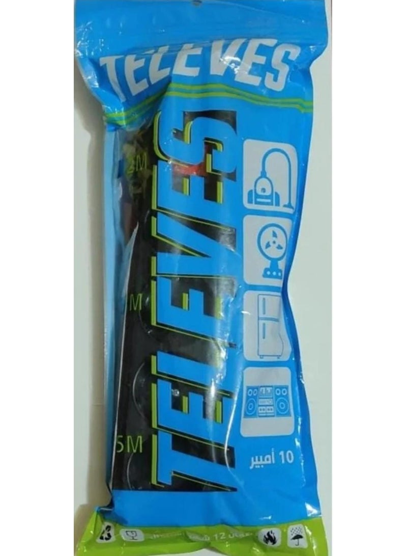 Televes 4-Outlet Power Strip - 1.10m / Black - Image 2