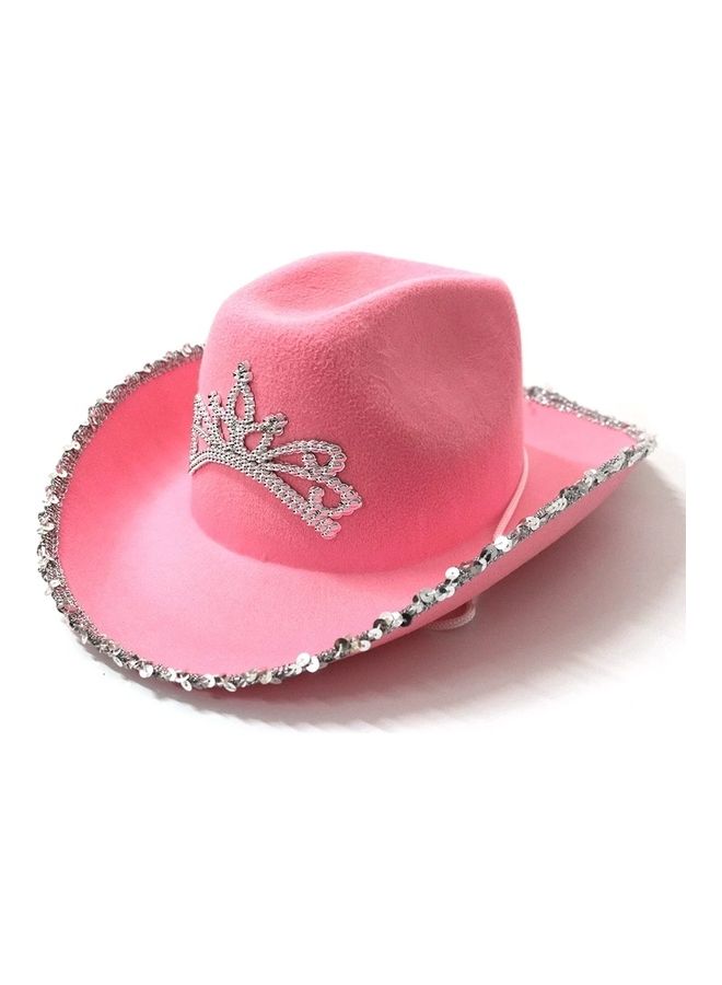 Drawstring Roll Brim Crown Cowboy Hat for Women and Children - Image 1