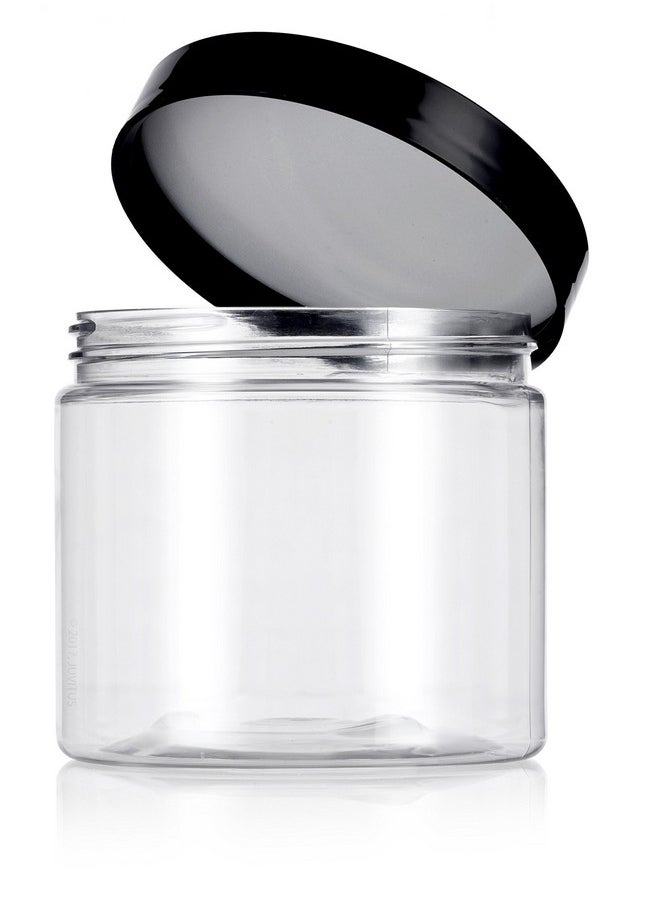 JUVITUS 16 Oz Clear Pet Plastic (Bpa Free) Large Refillable Jar With Black Smooth Lids (6 Pack)  - Image 4