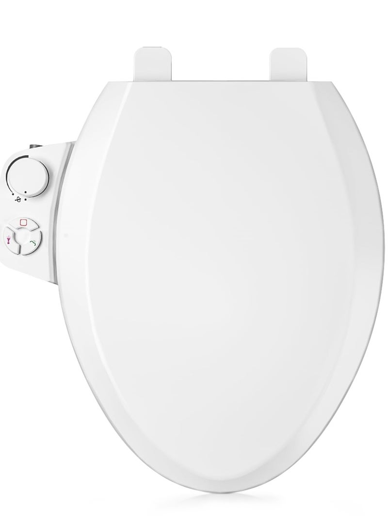 Bidet Toilet Seat Non-Electric, Fits Elongated Toilets, Dual Nozzle System, Ambient Water Temperature with Adjusting Spray Pressure, Slow Close, Easy to Install - Image 1