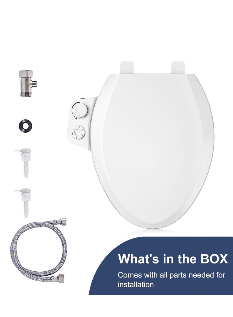 Bidet Toilet Seat Non-Electric, Fits Elongated Toilets, Dual Nozzle System, Ambient Water Temperature with Adjusting Spray Pressure, Slow Close, Easy to Install - Image 5