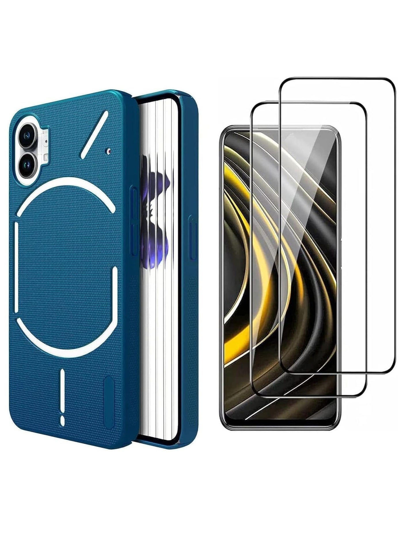 Case for Nothing Phone 2 with 2 Tempered Glass Screen Protectors - Slim Frosted Full Cover Protection, Anti-Fingerprint Simple Style