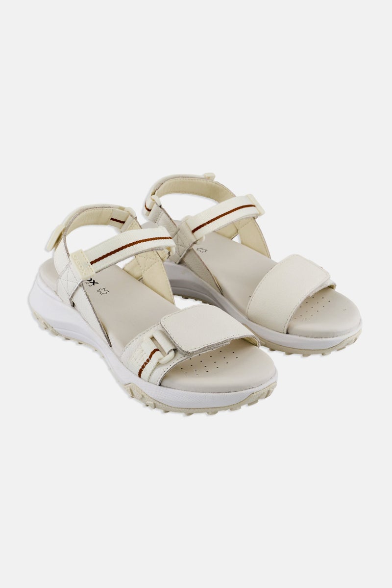 GEOX Women Sorapis Grip Velcro Closure Sandals, White  - Image 1