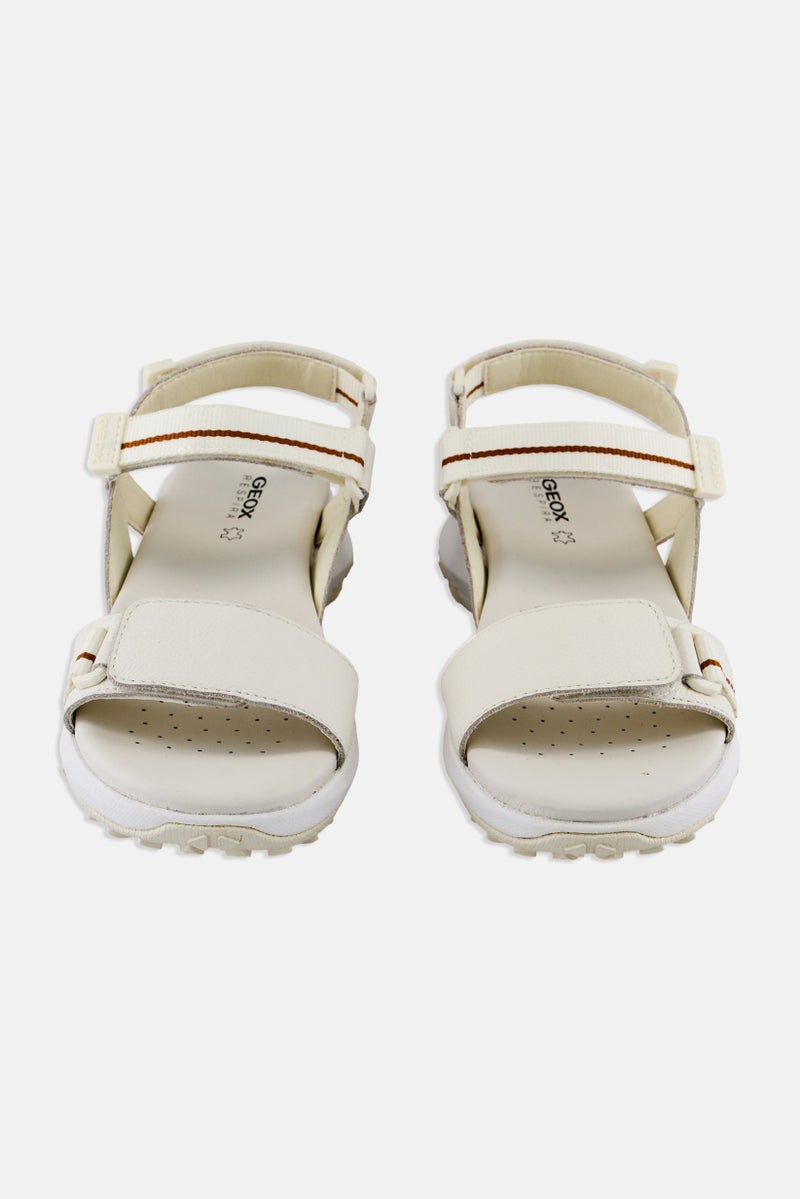 GEOX Women Sorapis Grip Velcro Closure Sandals, White  - Image 4