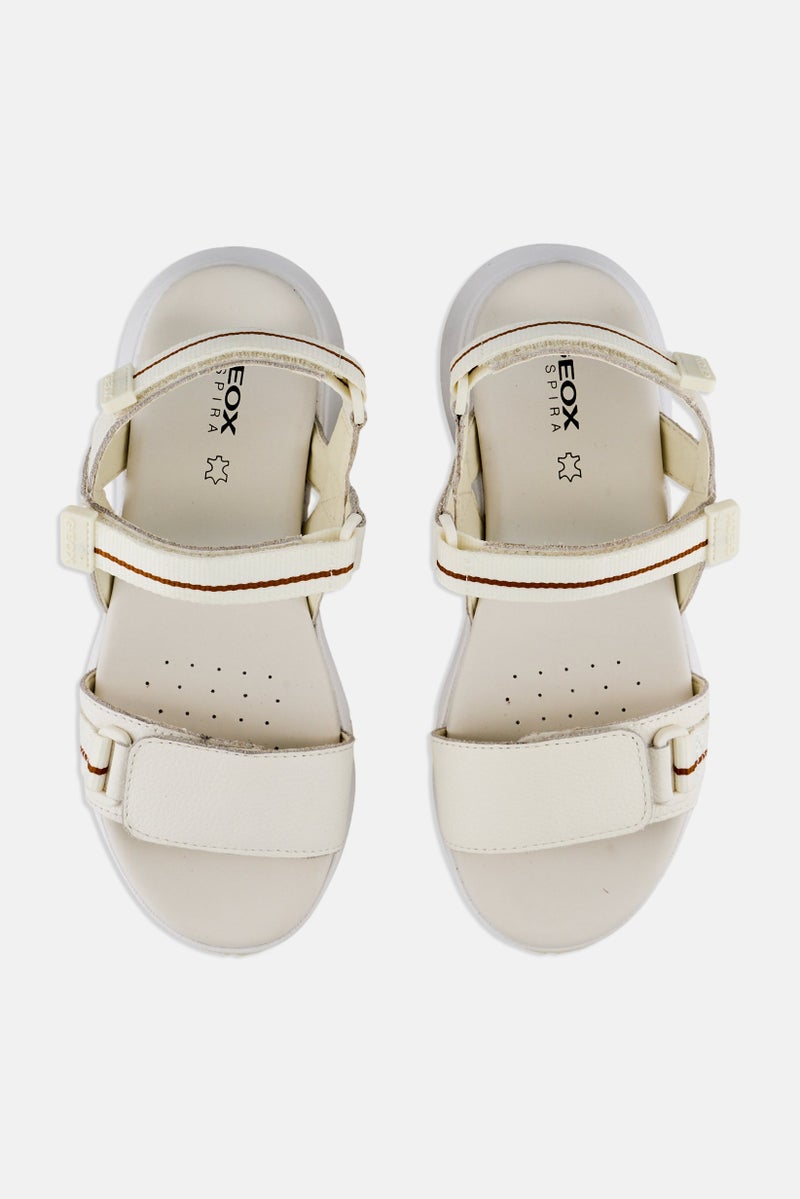 GEOX Women Sorapis Grip Velcro Closure Sandals, White  - Image 3