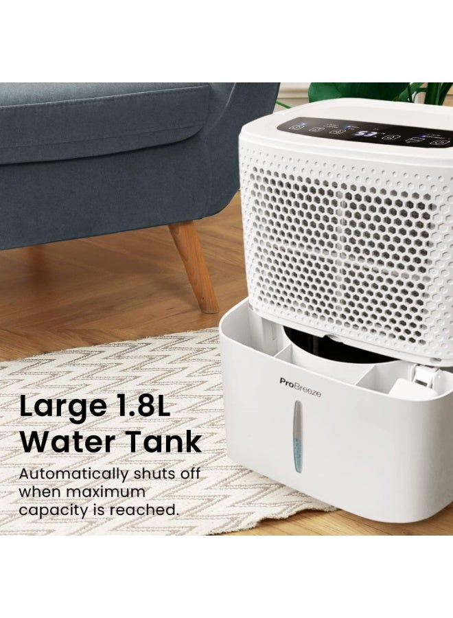 Pro Breeze 12L/Day Dehumidifier with Digital Humidity Display, Sleep Mode, Continuous Drainage, Laundry Drying and 24 Hour Timer - Ideal for Damp and Condensation  - Image 3