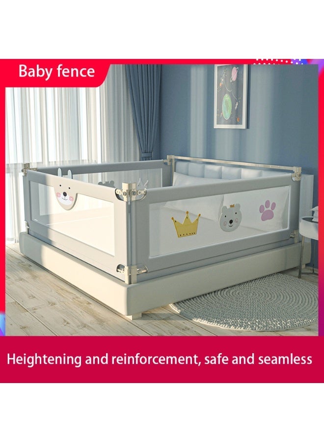 Y&D Toddler Safety Bed Rail 75” Extra Long - Height Adjustable, One-Side Lifting Design with Double Safety Locks, Side Storage Pocket (Bear) - Image 1