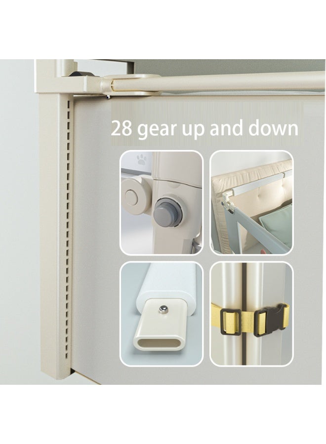 Y&D Toddler Safety Bed Rail 75” Extra Long - Height Adjustable, One-Side Lifting Design with Double Safety Locks, Side Storage Pocket (Bear) - Image 4