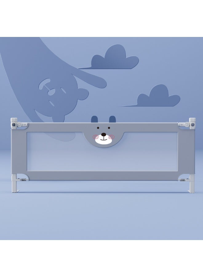 Y&D Toddler Safety Bed Rail 75” Extra Long - Height Adjustable, One-Side Lifting Design with Double Safety Locks, Side Storage Pocket (Bear) - Image 5