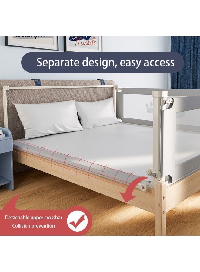 Y&D Toddler Safety Bed Rail 75” Extra Long - Height Adjustable, One-Side Lifting Design with Double Safety Locks, Side Storage Pocket (Bear) - Image 2