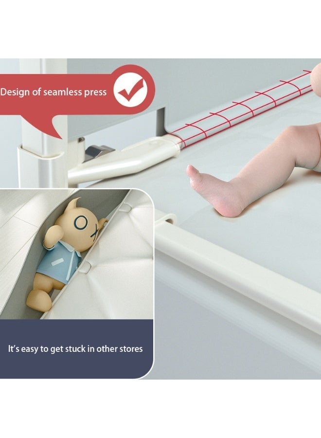 Y&D Toddler Safety Bed Rail 75” Extra Long - Height Adjustable, One-Side Lifting Design with Double Safety Locks, Side Storage Pocket (Bear) - Image 3
