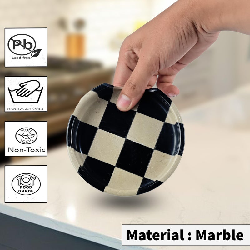 OceanicX Marble Spoon Rest for Stove Top, Checkered Kitchen Utensil Holder, Coffee Bar Accessory, White Grey - Image 5
