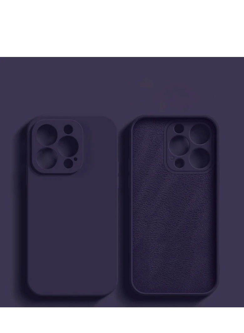 AROAQ Iphone Silicon Case, Silky-soft Touch Full-body Protective Phone Case, Luxury Original Liquid Silicone Case Mention For Iphone 15 Pro Max, 15 Plus, Pro, ( Dark purple ) - Image 1