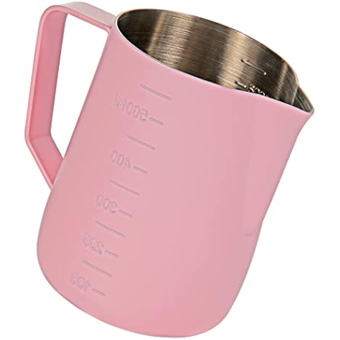 Unity Espresso Steaming Pitcher 600Ml Milk Frothing Pitcher Stainless Steel With Measurement Milk Frothing Cup Coffee Jug Latte Art Pink - Image 1