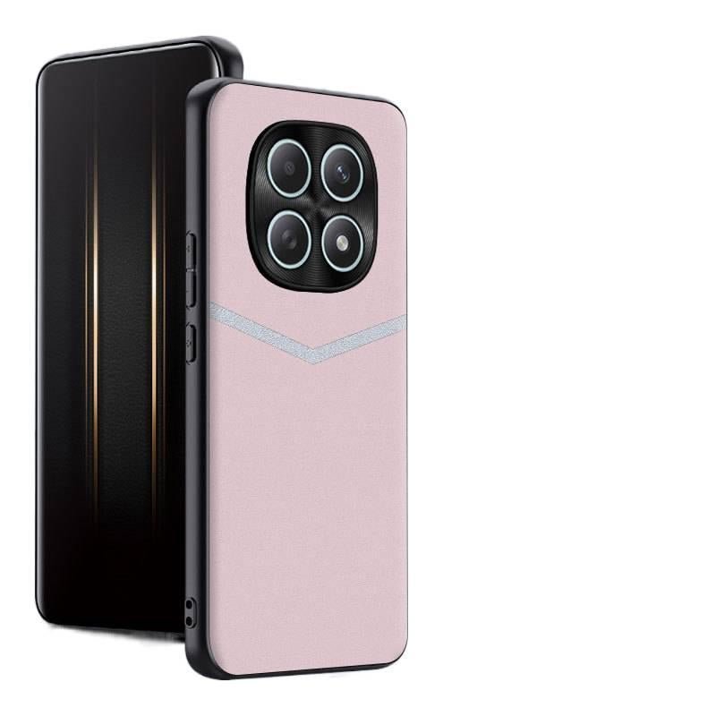 BB Leather Texture Protective Case for Redmi Note 14 with Drop Protection and Full Coverage plus Shockproof plus V-shaped Stitching plus Leather Texture in Pink - Image 1