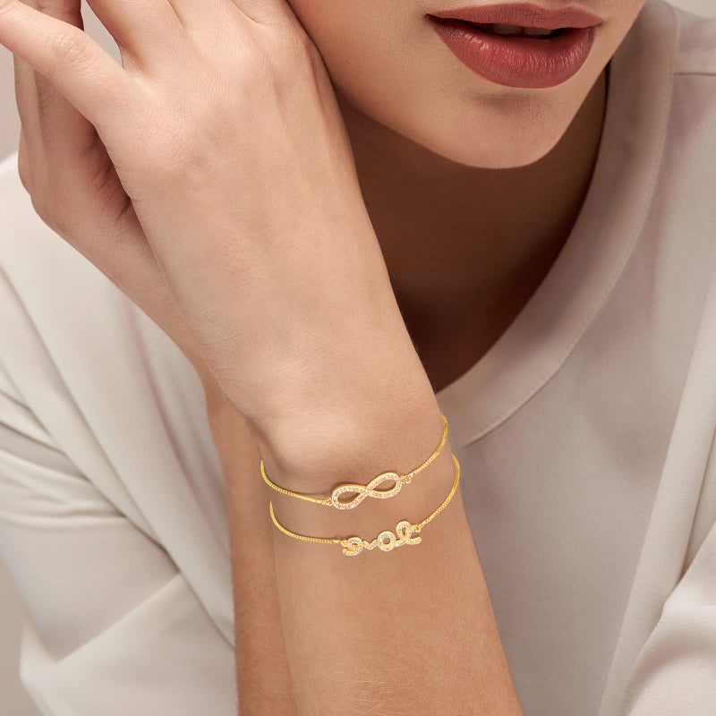 Sureio 10 Pieces Adjustable Slider Bracelet for Jewelry Making Bracelet Chains for DIY Jewelry Making Findings Extender Chains with Rhinestones Ends for Woman Girl(Gold) - Image 3