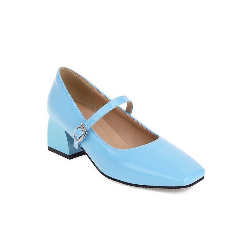 Women'S Square Head Women'S Fashion Single Shoes Buckle Mary Jane Shoes Middle Heeled Women'S Shoes 28-52 Size Shoes - Image 1