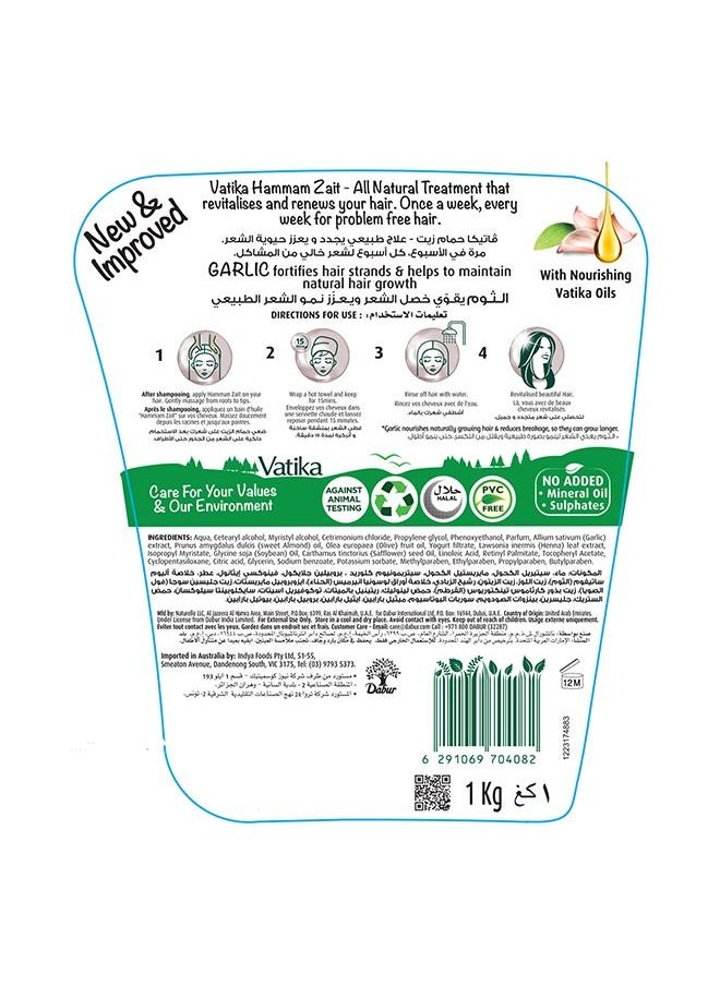 Vatika Naturals - Vatika Naturals Hammam Zaith Hot Oil Treatment | Natural Extracts Of Garlic | Promotes Hair Growth | For Damaged & Thinning Hair - 1kg - Image 1