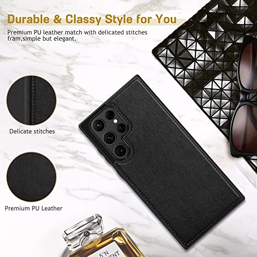 LOHASIC for Samsung Galaxy S22 Ultra Case, Luxury Leather Slim Business PU Non-Slip Grip Rugged Shockproof Bumper Full Body Protective Cover Men Women Phone Cases for Galaxy S22 Ultra 5G 6.8" - Black - Image 3