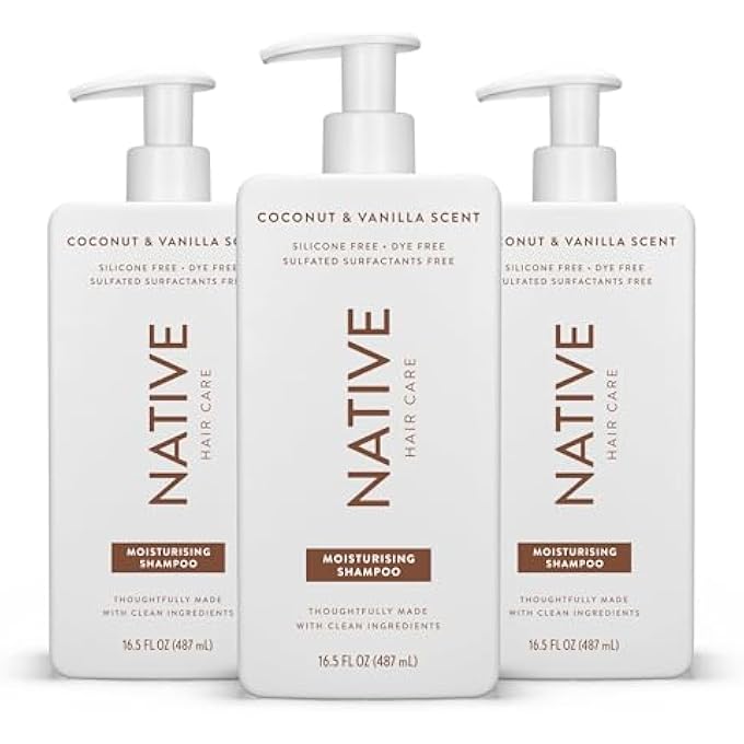 native SHAMPOO FOR WOMEN & MEN - NO ARTIFICIAL FRAGRANCES OR MINERAL OILS - COCONUT & VANILLA FRAGRANCE - MOISTURISING SHAMPOO - GIVES HAIR GENTLE, HEALTHY SHINE - 3 X 487 ML - Image 2